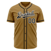 Custom Old Gold Full Button Down Mesh Fans Special Edition Authentic Baseball Jersey